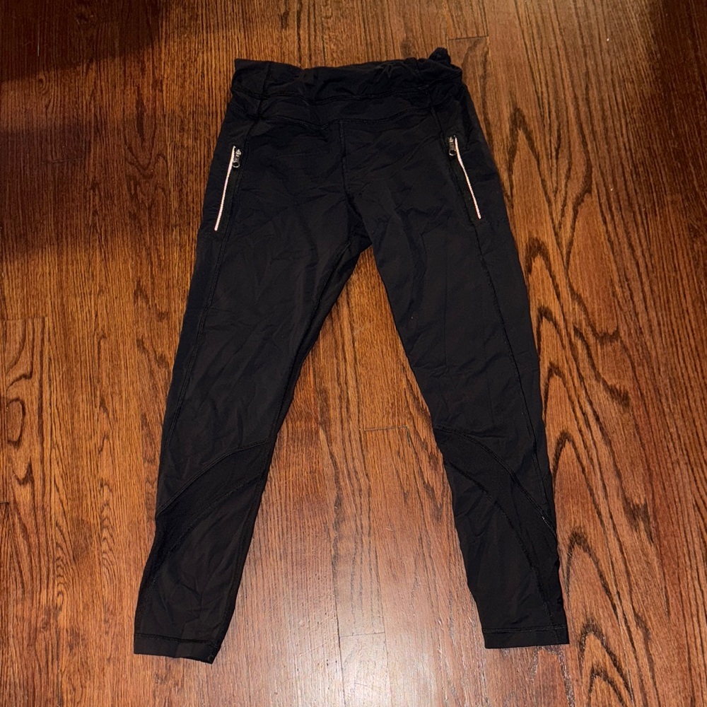 lululemon athletica Black Leggings with Zipper Detail